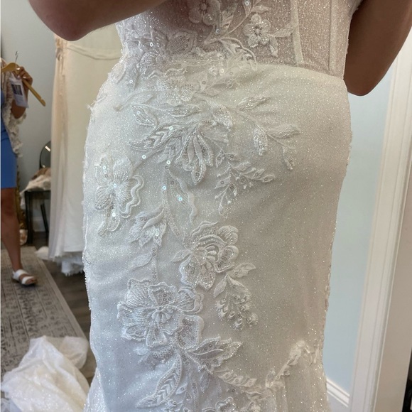 Essense of Australia Sparkly Fit-and-Flare Wedding Dress in Ivory (D3486) (NWT) - Picture 9 of 15